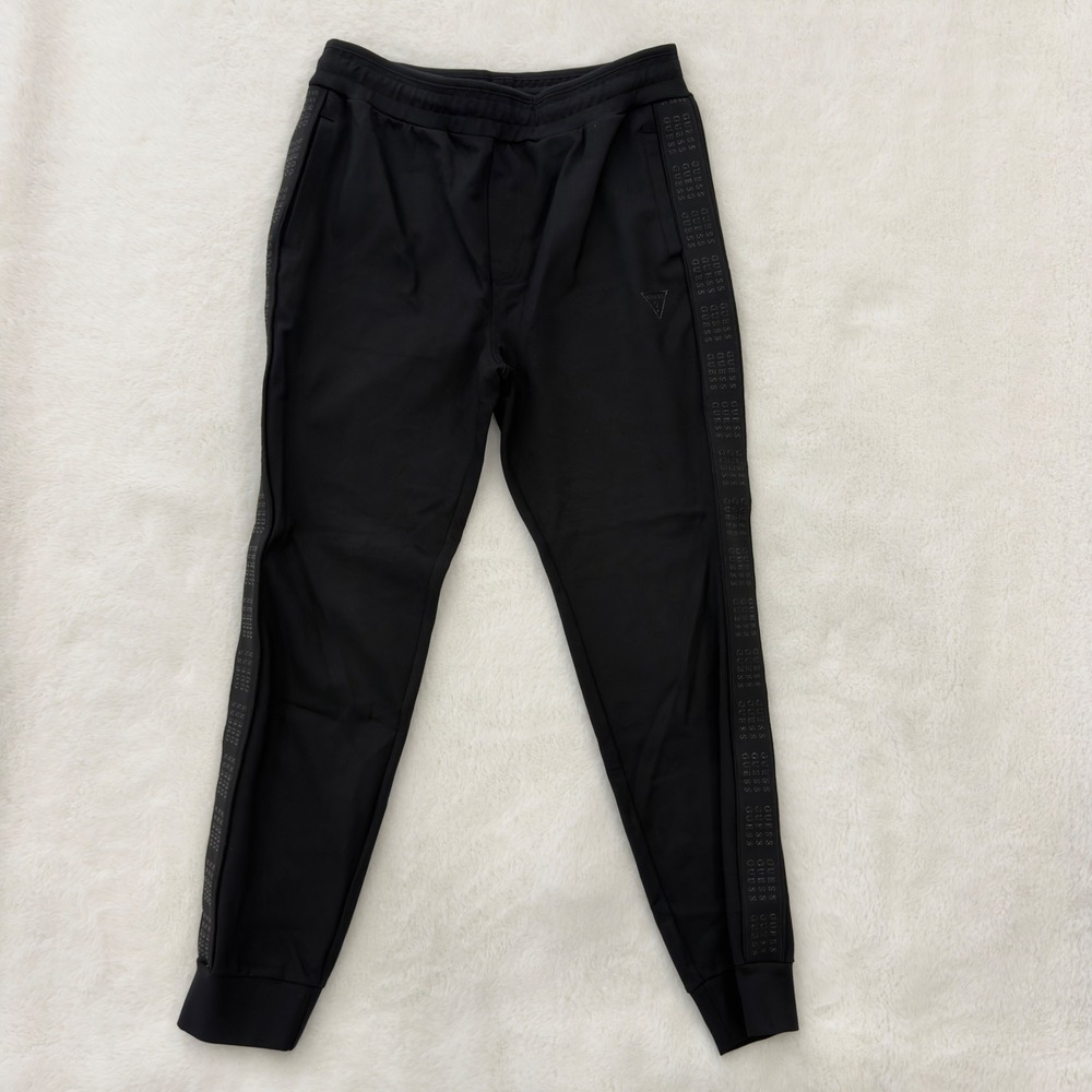 Guess Mens Ismael Logo Tape Jogger Jet Black X5GQ10K8XF0 Small